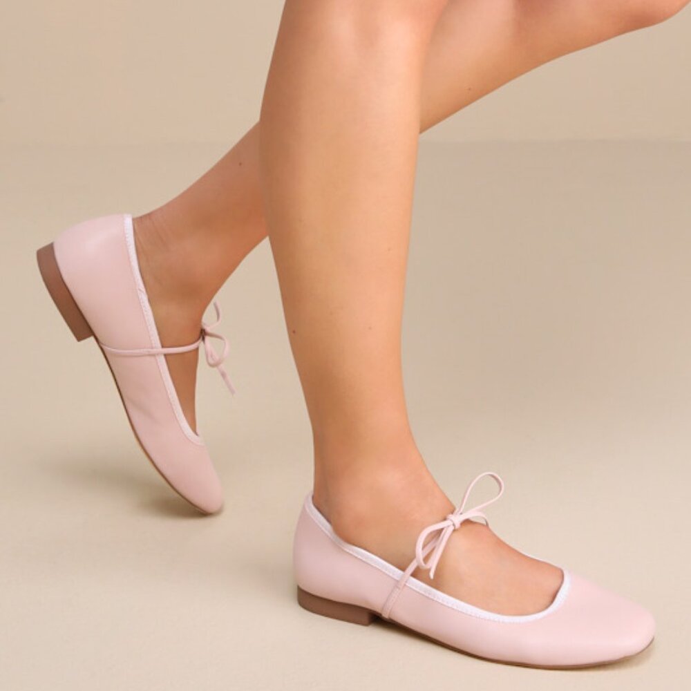 Lulus Felicitie Ballet Pink Bow Ballet Flats - Size 39/9